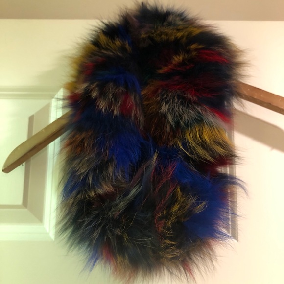 Surell Accessories - Multicolored fur circle scarf